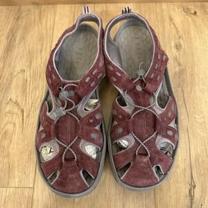 Women's Privo By‎ Clark's Support Burgundy Leather Sandals 11 Walking Active